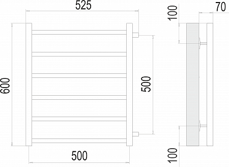 Вега П6 500х600 бп500 Полотенцесушитель  TERMINUS Краснодар - фото 3