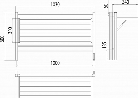 Горизонт П8 1000х600 электро КС ЧЕРНЫЙ МУАР (sensor quick touch) Полотенцесушитель TERMINUS Краснодар - фото 5