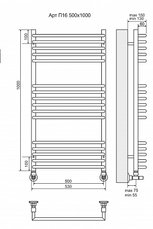 Арт П16 500х1000 Полотенцесушитель TERMINUS Краснодар - фото 3 Арт П16 500х1000 Полотенцесушитель TERMINUS Краснодар - фото 3